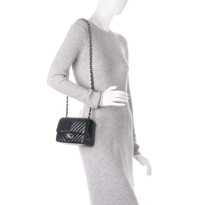 Chanel Caviar Chevron Quilted Mini Square Flap Black 2 of 7