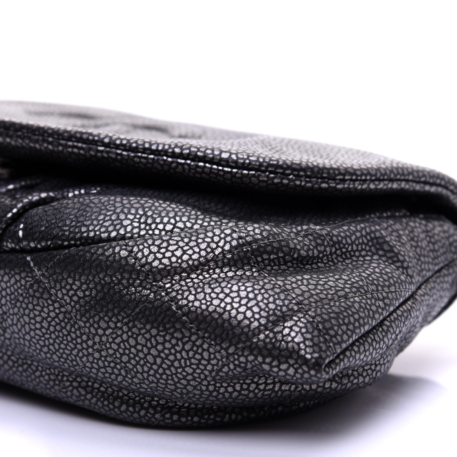 Chanel Metallic Caviar Half Moon Wallet On Chain WOC Dark Silver 7 of 12