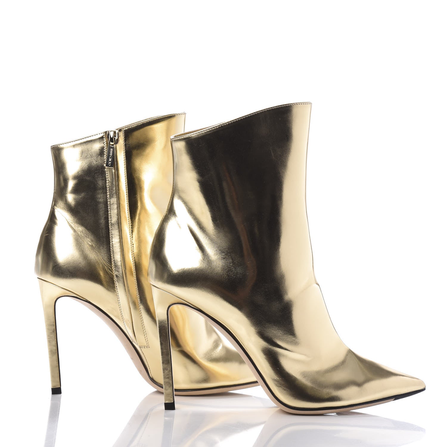 Jimmy Choo Metallic Mirror Calfskin Hurley 100 Convertible Knee High Boots 37.5 Gold 14 of 15