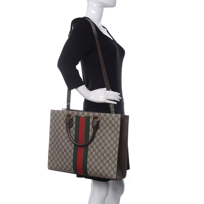 Gucci GG Supreme Monogram Web XL Animalier Top Handle Tote Brown 2 of 10