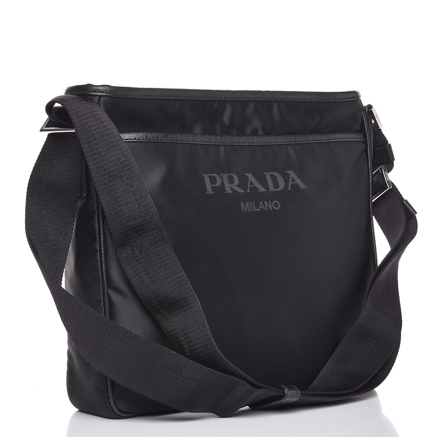 Prada Nylon Flat Messenger Bag Black 3 of 8
