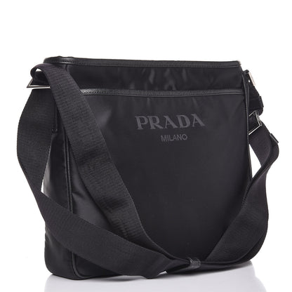 Prada Nylon Flat Messenger Bag Black 3 of 8