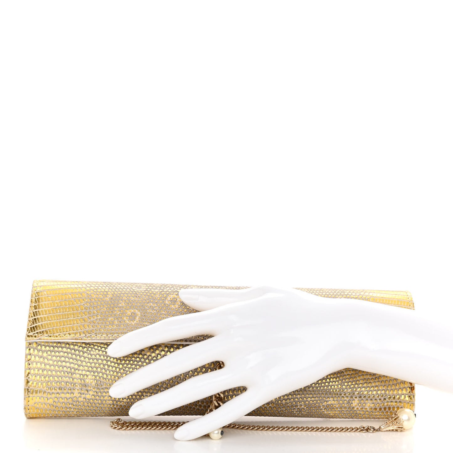 Lizard Pearl Evening Clutch Beige