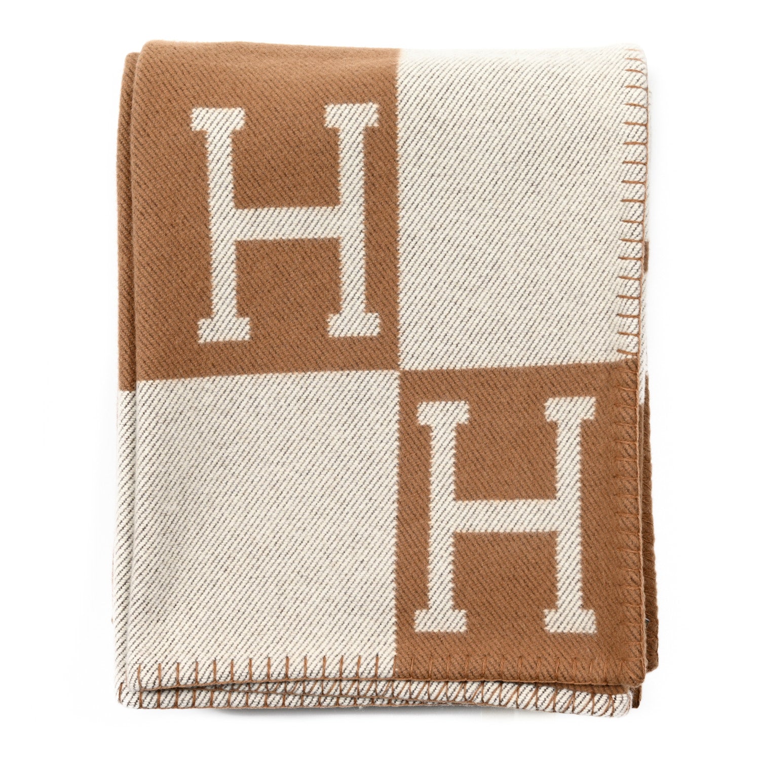 Hermes Wool Cashmere Avalon Blanket Ecru Camel 1 of 3