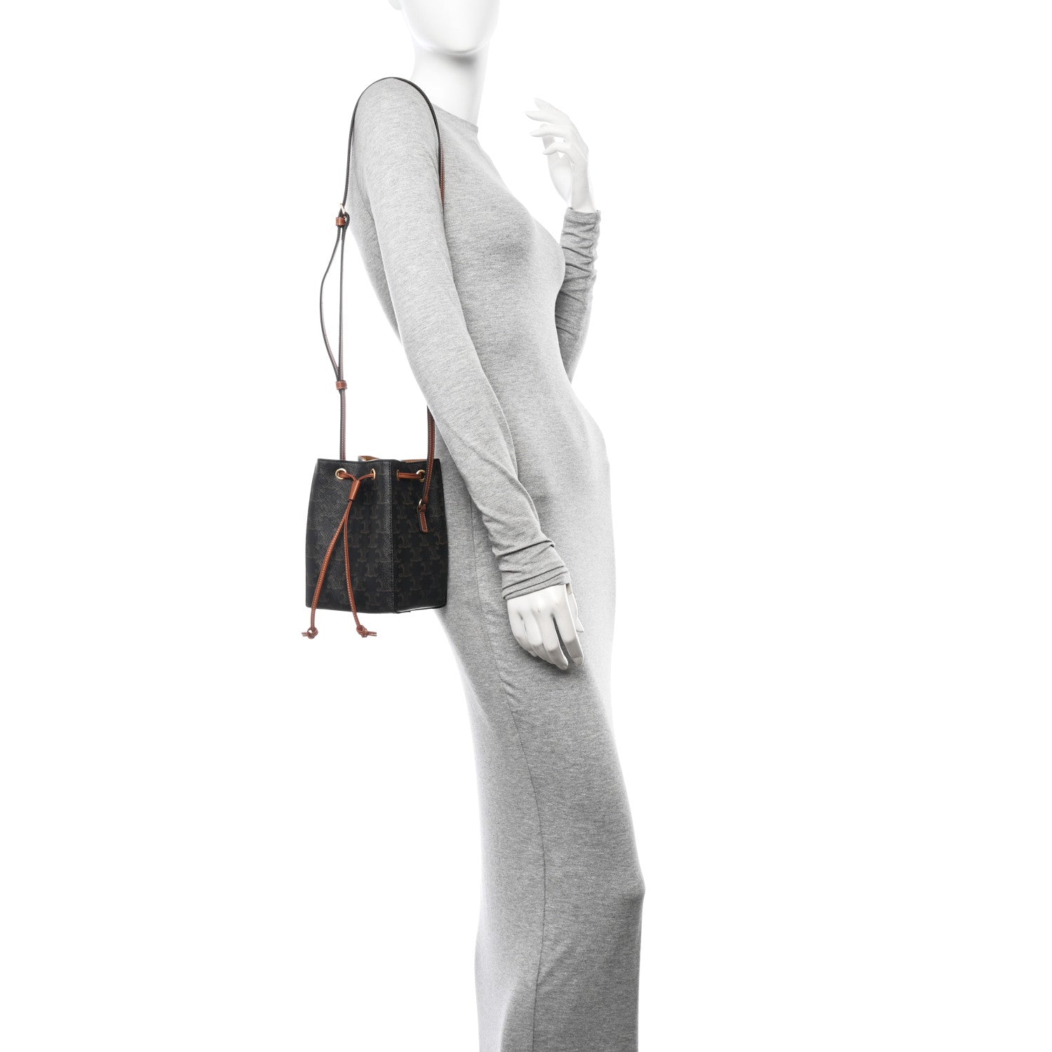 Celine Triomphe Canvas Calfskin Micro Sailor Bag Tan 2 of 11