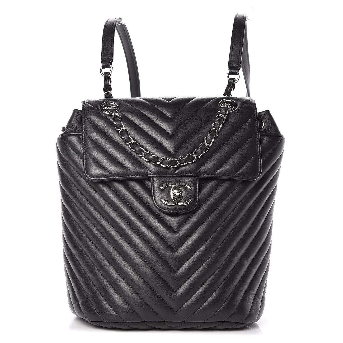 Calfskin Chevron Quilted Small Urban Spirit Backpack Black
