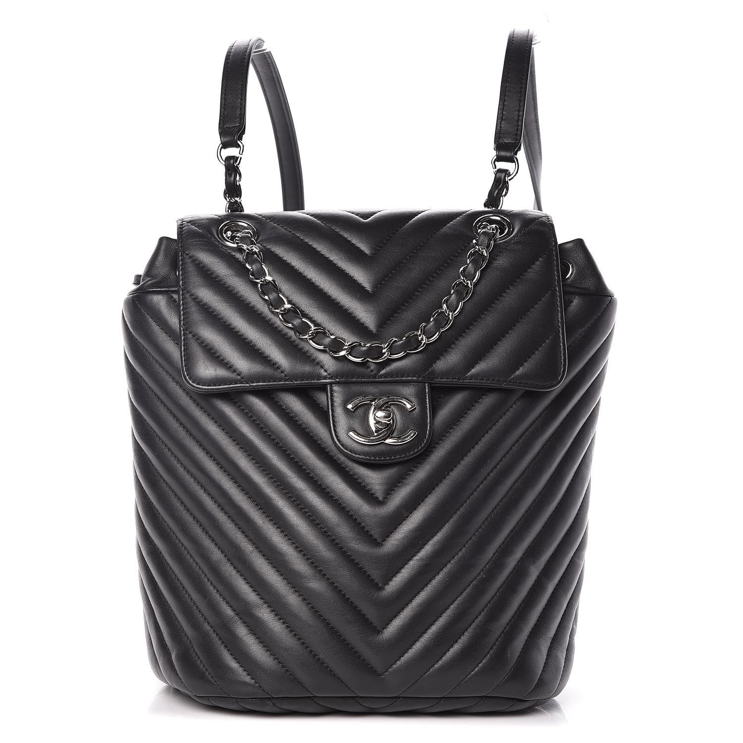 Chanel Calfskin Chevron Quilted Small Urban Spirit Backpack Black 1 of 9