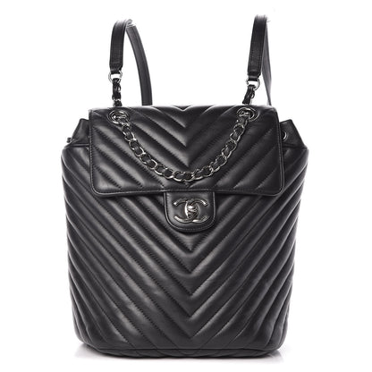 Chanel Calfskin Chevron Quilted Small Urban Spirit Backpack Black 1 of 9