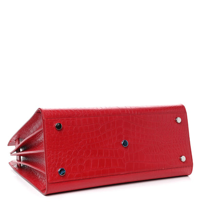 Saint Laurent Calfskin Crocodile Embossed Small Sac De Jour Eros Red 3 of 4