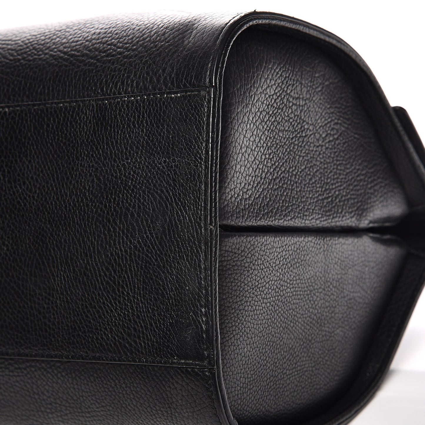 Grained Calfskin M Tube Round Tote Black