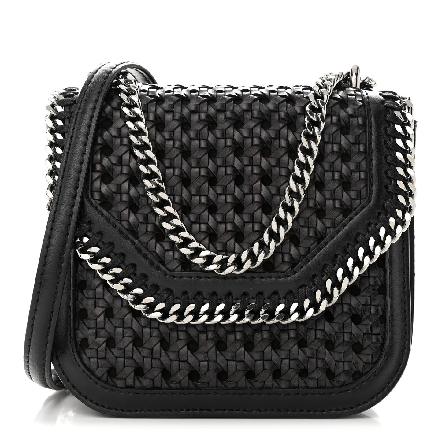 Eco Alter Nappa Woven Mini Falabella Box Shoulder Bag Black