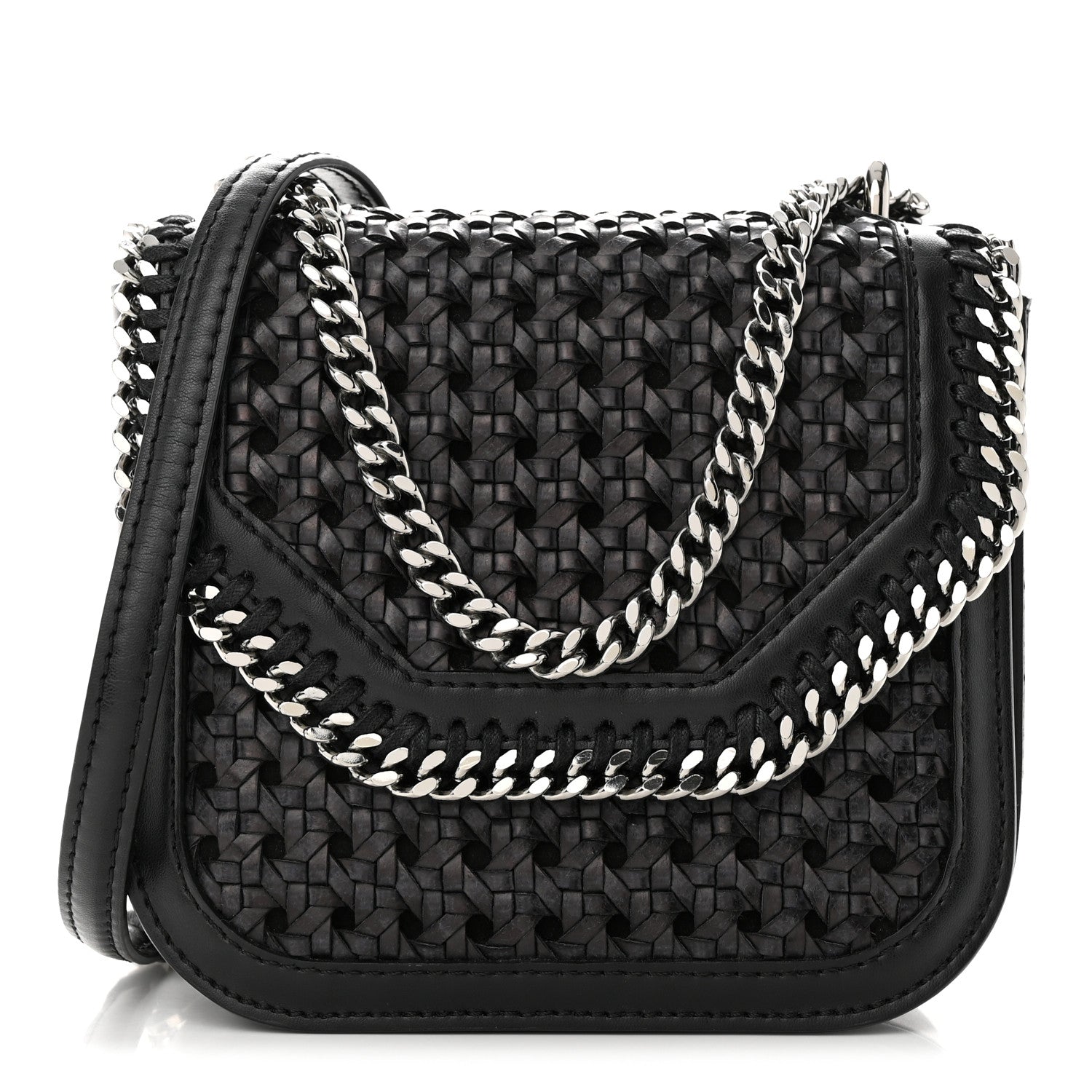 Stella McCartney Eco Alter Nappa Woven Mini Falabella Box Shoulder Bag Black 1 of 9