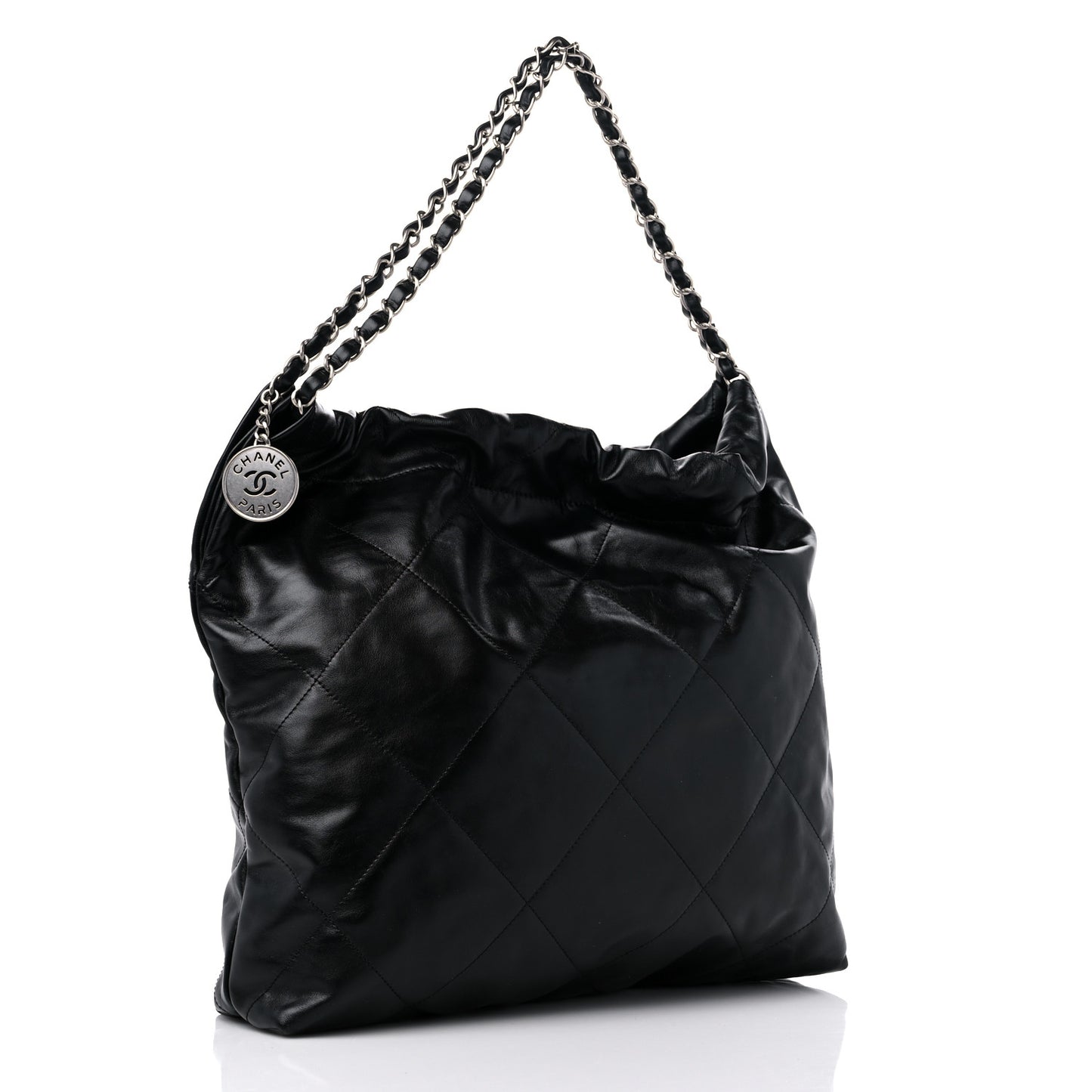 Shiny Calfskin Quilted Chanel 22 Black