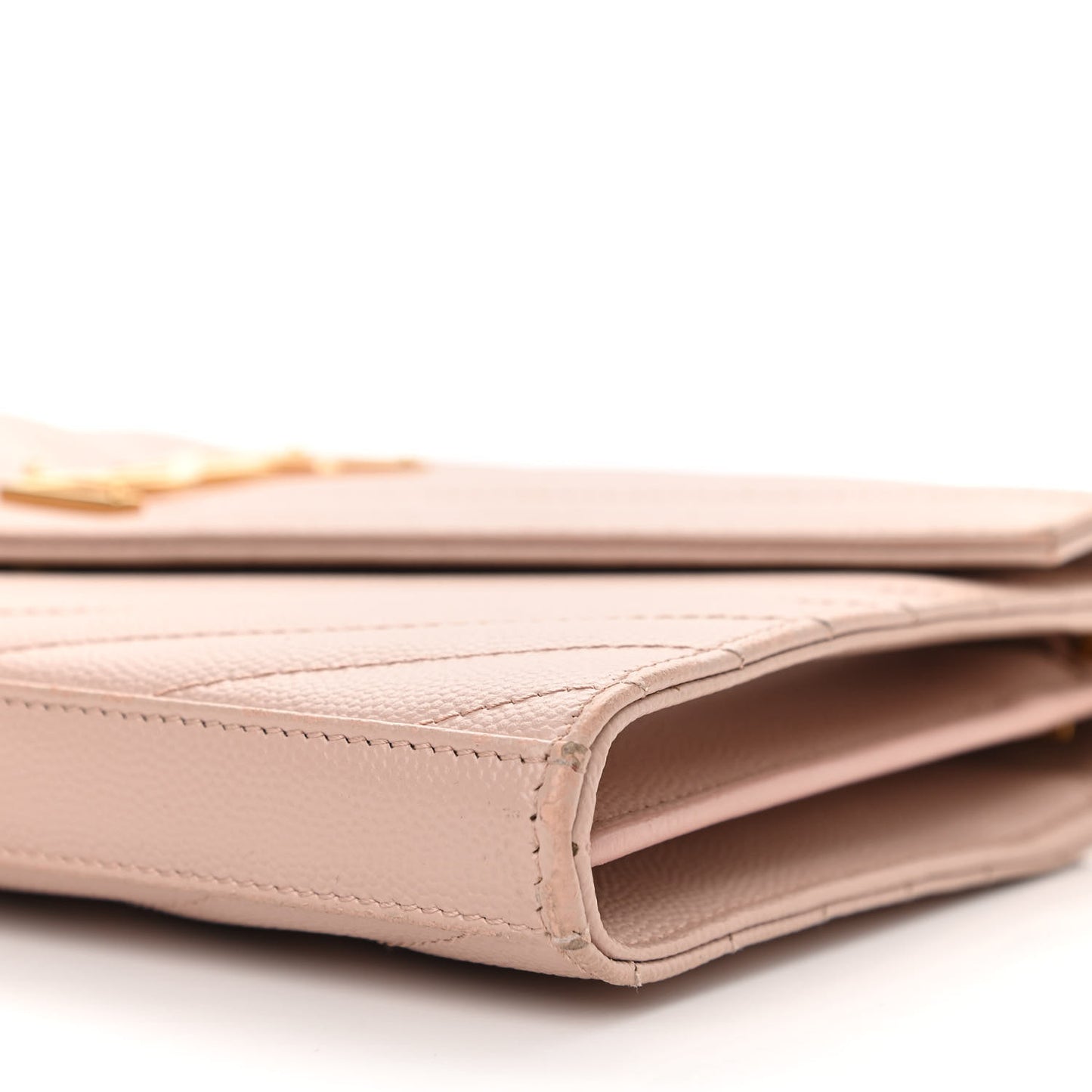 Grain De Poudre Matelasse Chevron Monogram Chain Wallet Pale Blush