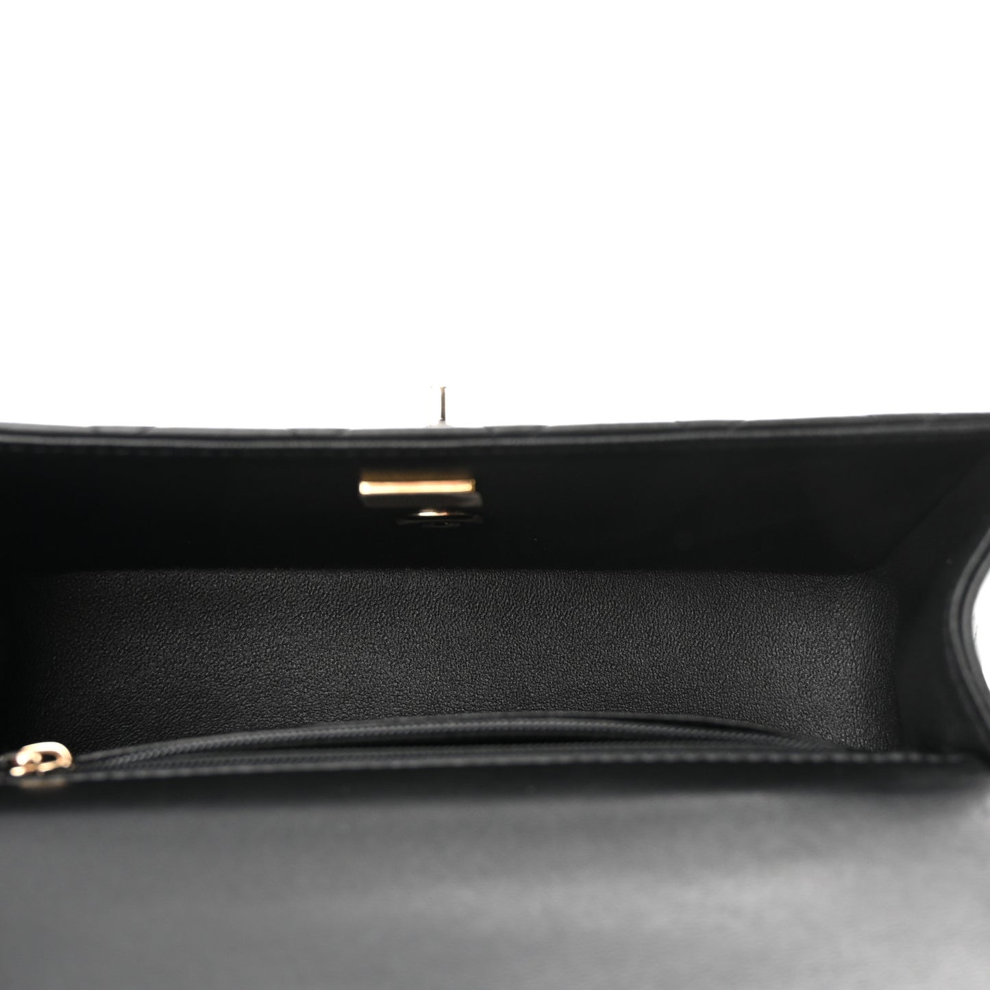 Lambskin Quilted Mini Top Handle Rectangular Flap Black