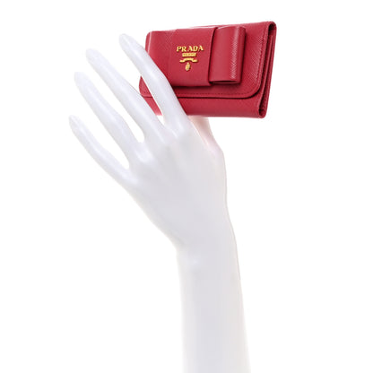 Prada Saffiano Fiocco Bow Metal 6 Key Holder Peonia 2 of 8