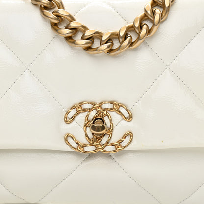 Chanel Shiny Crumpled Calfskin Quilted Medium Chanel 19 Flap White 7 of 16