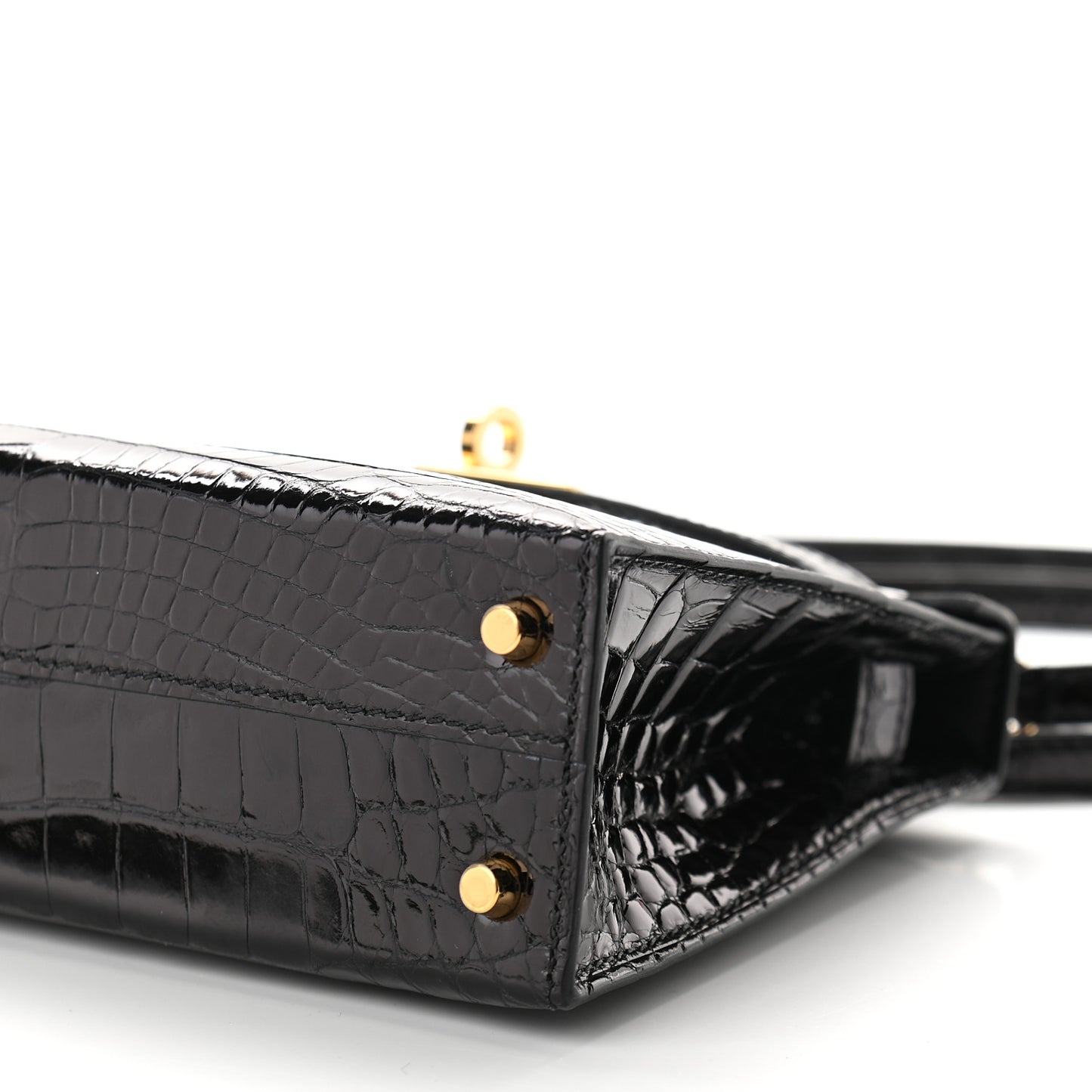 Shiny Alligator Mini Kelly Sellier 20 Black