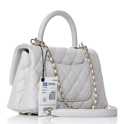 Chanel Caviar Quilted Mini Coco Handle Flap Light Grey 3 of 11