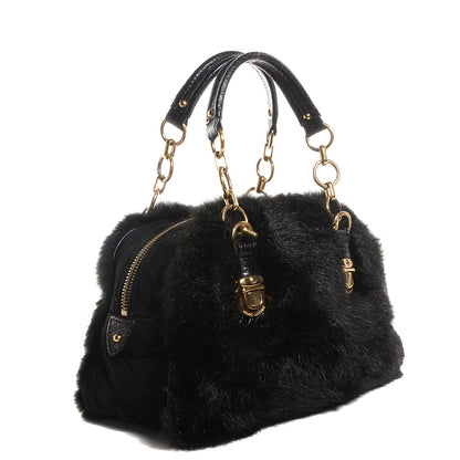 Marc Jacobs Rabbit Fur Suede Satchel Black 3 of 8
