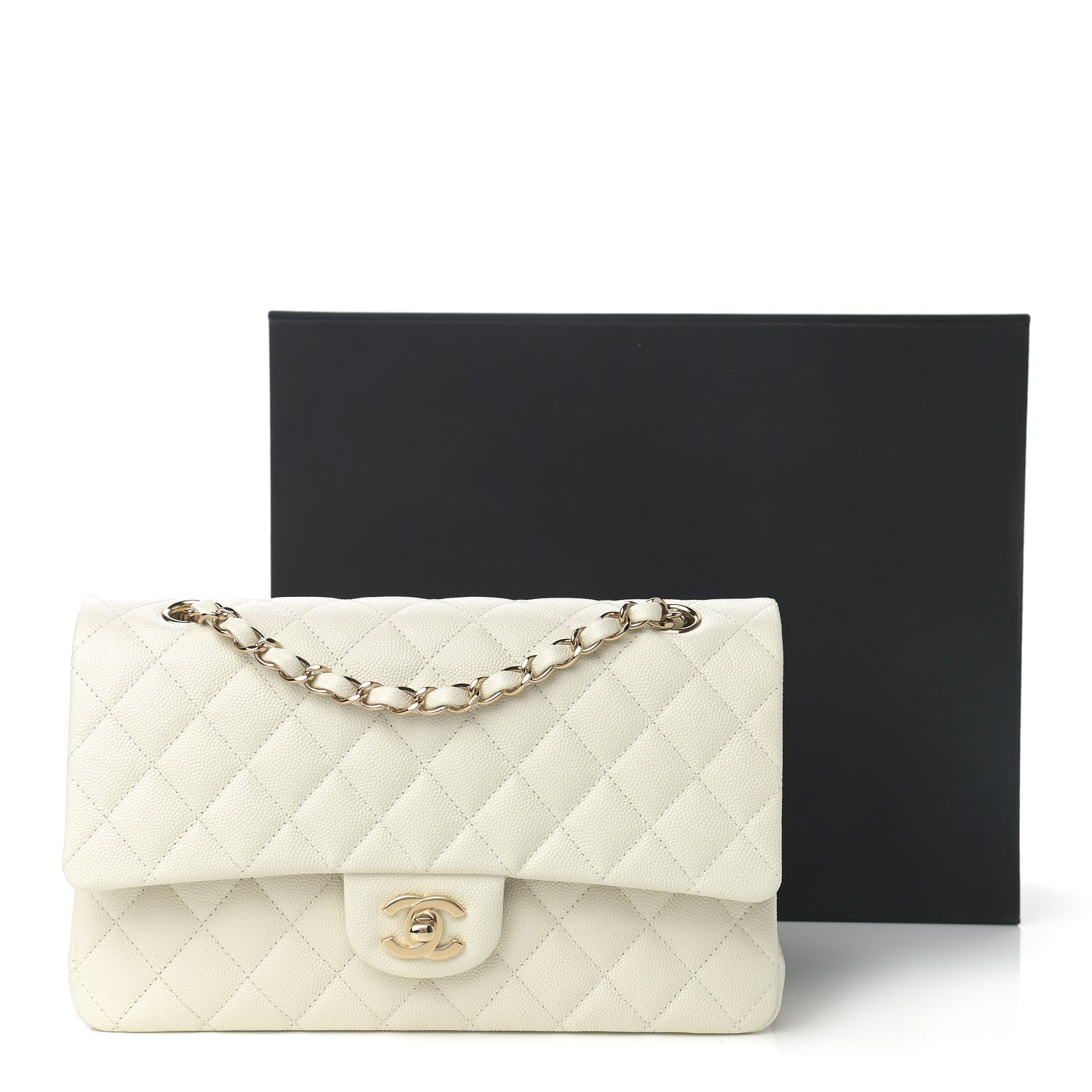 Chanel Caviar Quilted Medium Double Flap White 11 of 11