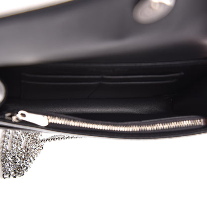 Christian Dior Metallic Patent Micro-Cannage Diorama Wallet on Chain Pouch Silver 5 of 9