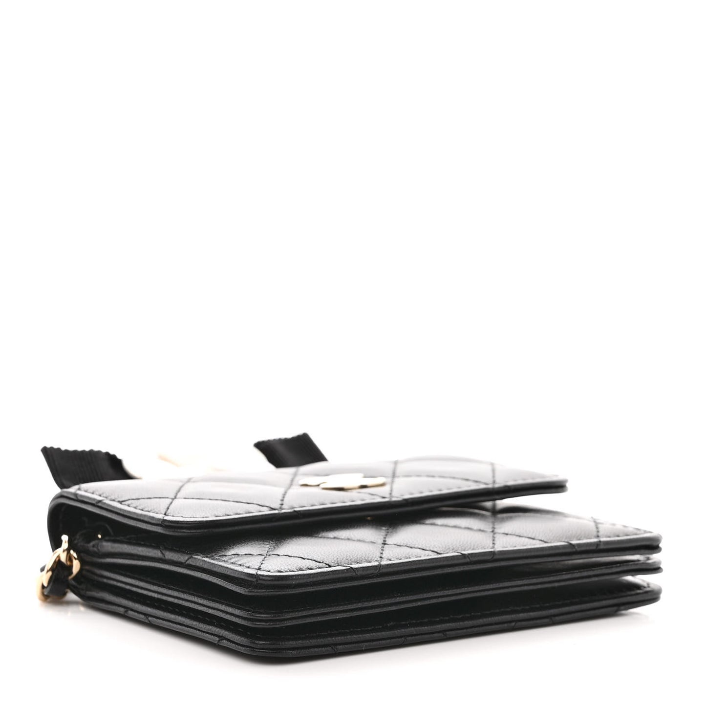 Lambskin Quilted My Chanel Lady Card Holder On Chain Black