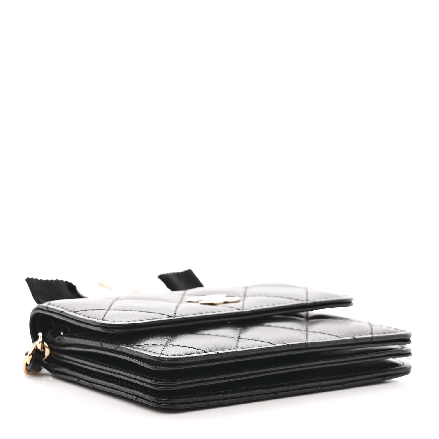 Chanel Lambskin Quilted My Chanel Lady Card Holder On Chain Black 3 of 11