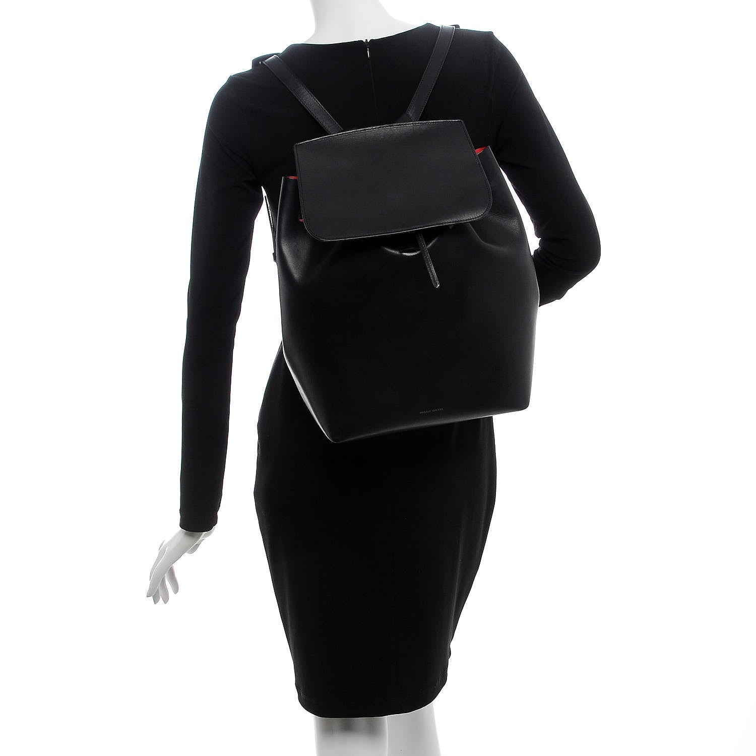 Mansur Gavriel Vegetable Tanned Calfskin Backpack Black Flamma 12 of 20