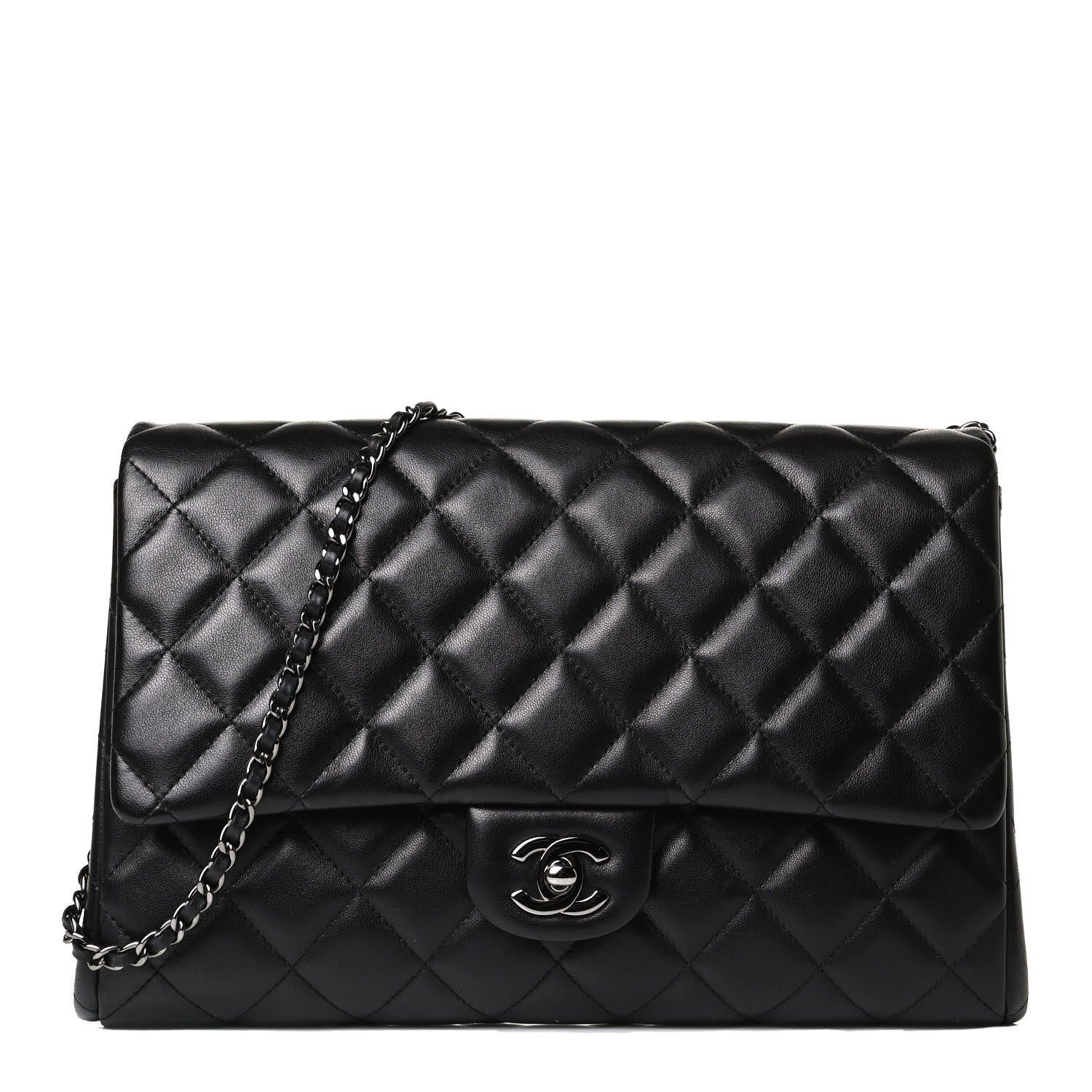 Chanel Lambskin Quilted Clutch With Chain Flap Black 1 of 13