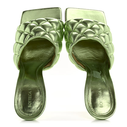 Bottega Veneta Metallic Nappa Reflection Matelasse Padded Mule Sandals 37.5 Pistachio 2 of 8