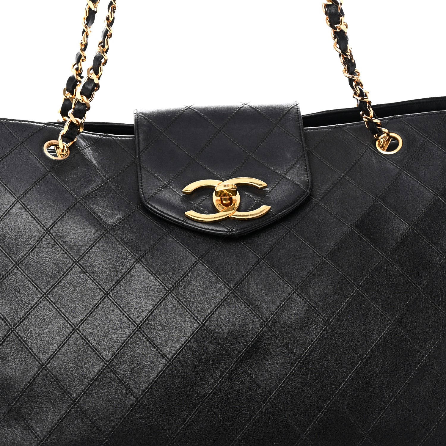Chanel Calfskin Stitched XL Weekender Black 9 of 11