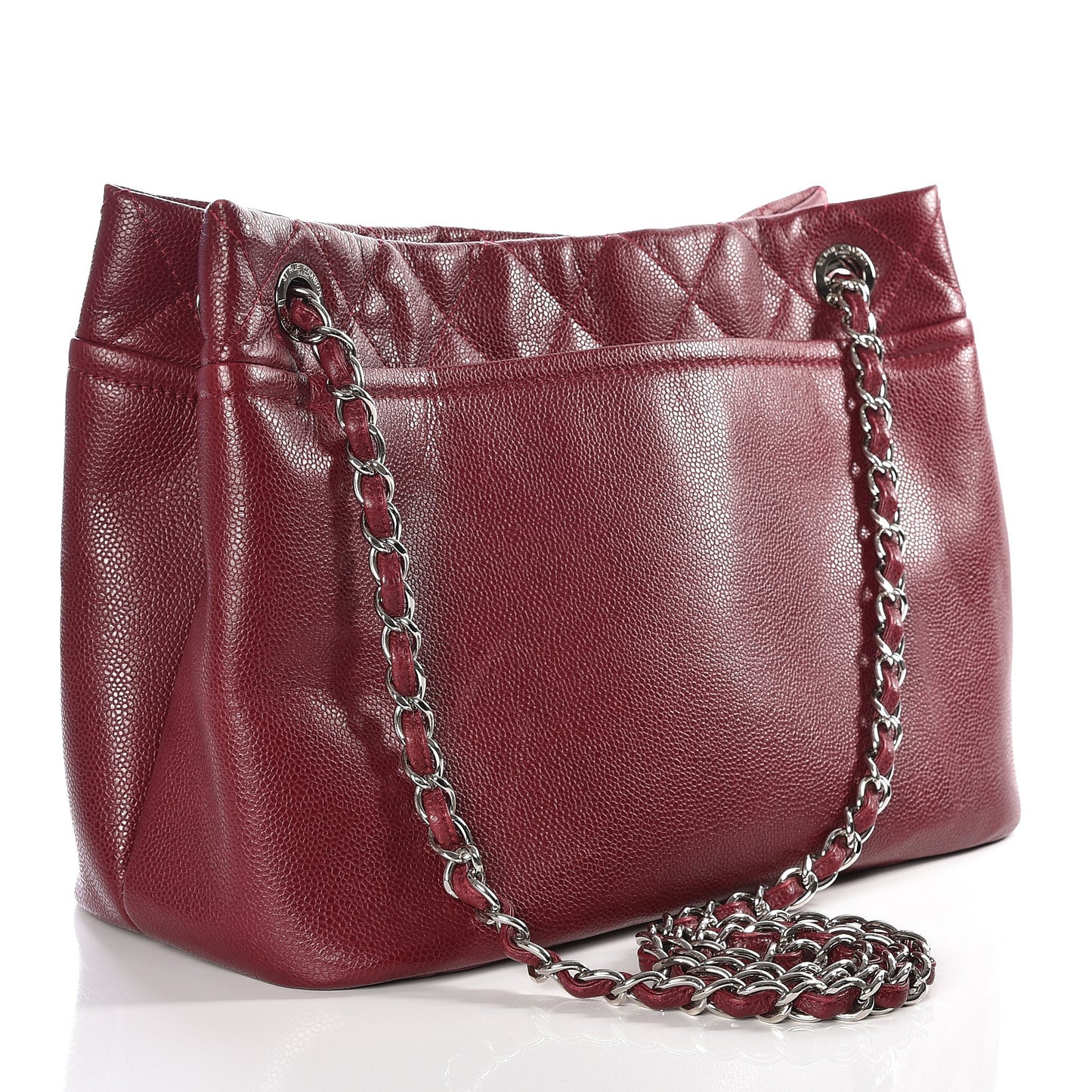 Caviar Quilted Large Timeless CC Soft Tote Dark Red