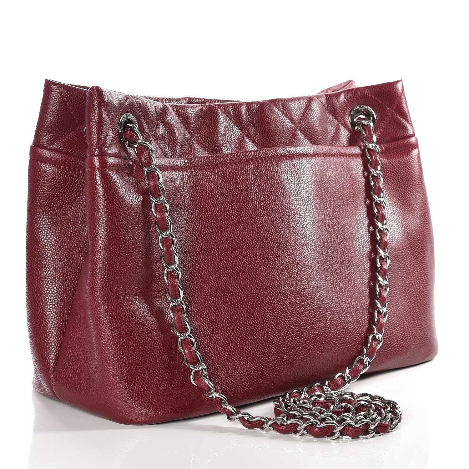 Chanel Caviar Quilted Large Timeless CC Soft Tote Dark Red 2 of 9