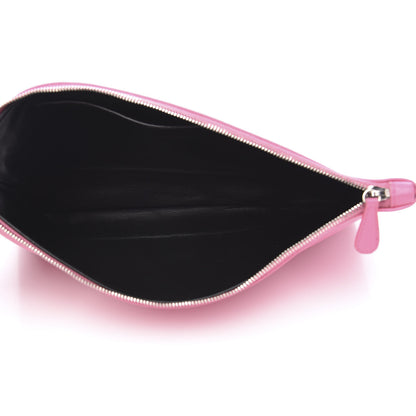 Balenciaga Signature Grained Calfskin Large Ville Zip Pouch Rose Bubblegum Black 5 of 9