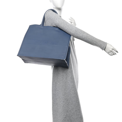 Christian Dior Calfskin Embossed Large Book Tote Blue 2 of 15