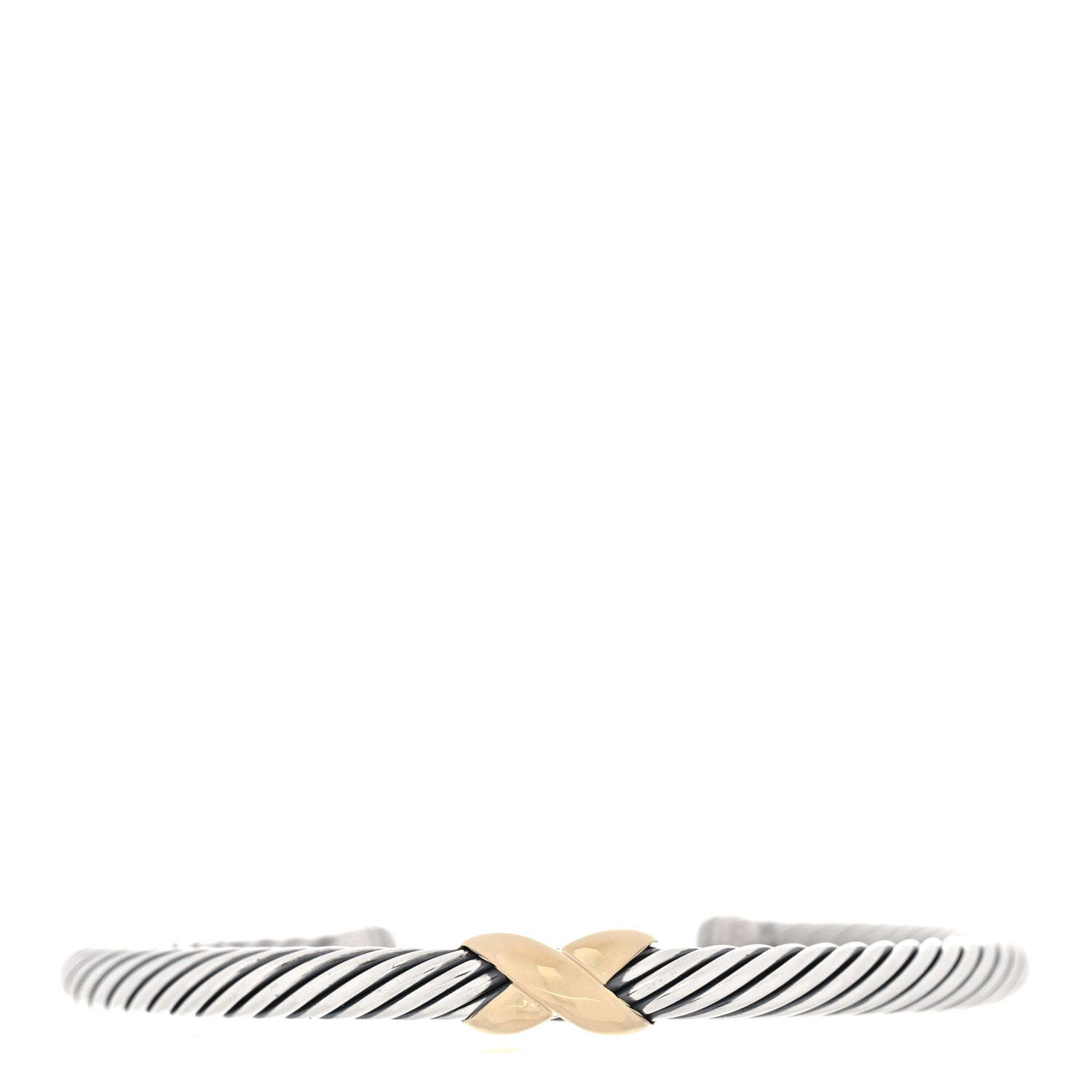 David Yurman Sterling Silver 14K Yellow Gold 5mm X Station Cable Bracelet 1 of 3
