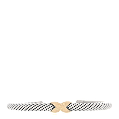 David Yurman Sterling Silver 14K Yellow Gold 5mm X Station Cable Bracelet 1 of 3