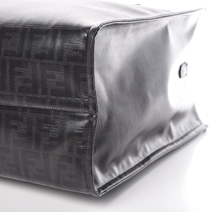 Fendi X FILA Glazed Fabric FF 1974 Mania Shopping Tote Bag Black White 6 of 13