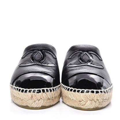 Chanel Goatskin Patent CC Espadrille Mules 36 Black 2 of 10