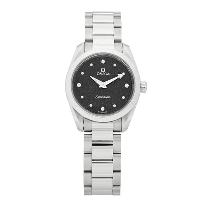 Omega Stainless Steel Diamond 28mm Seamaster Aqua Terra 150M Quartz Watch Black 1 of 5