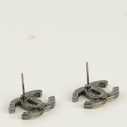 Chanel Crystal CC Earrings Silver 3 of 5