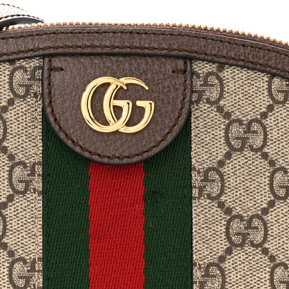Gucci GG Supreme Monogram Textured Dollar Calfskin Web Small Ophidia Dome Shoulder Bag Beige Ebony New Acero 12 of 12