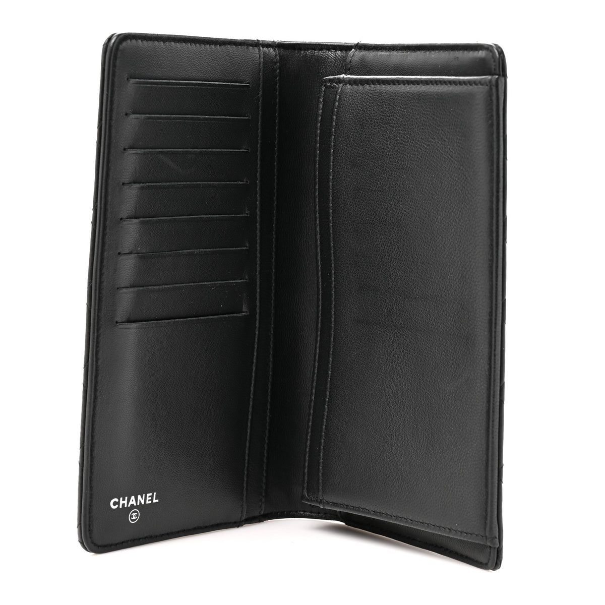 Chanel Lambskin Quilted Diamond CC Yen Wallet Black 5 of 10