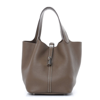 Hermes Taurillon Clemence Picotin Lock 22 MM Etoupe 1 of 11