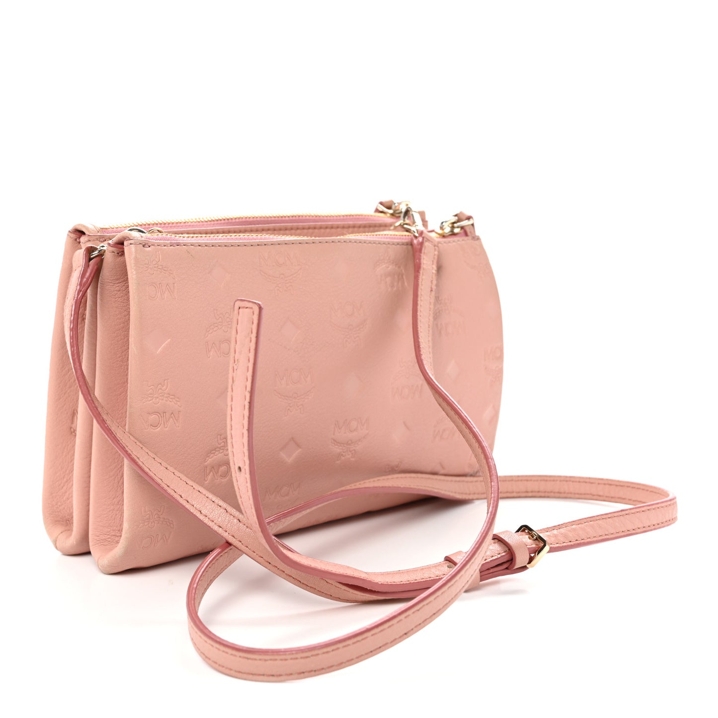 Calfskin Ottomar Monogram Small Crossbody Zip Messenger Pouch Pink Blush
