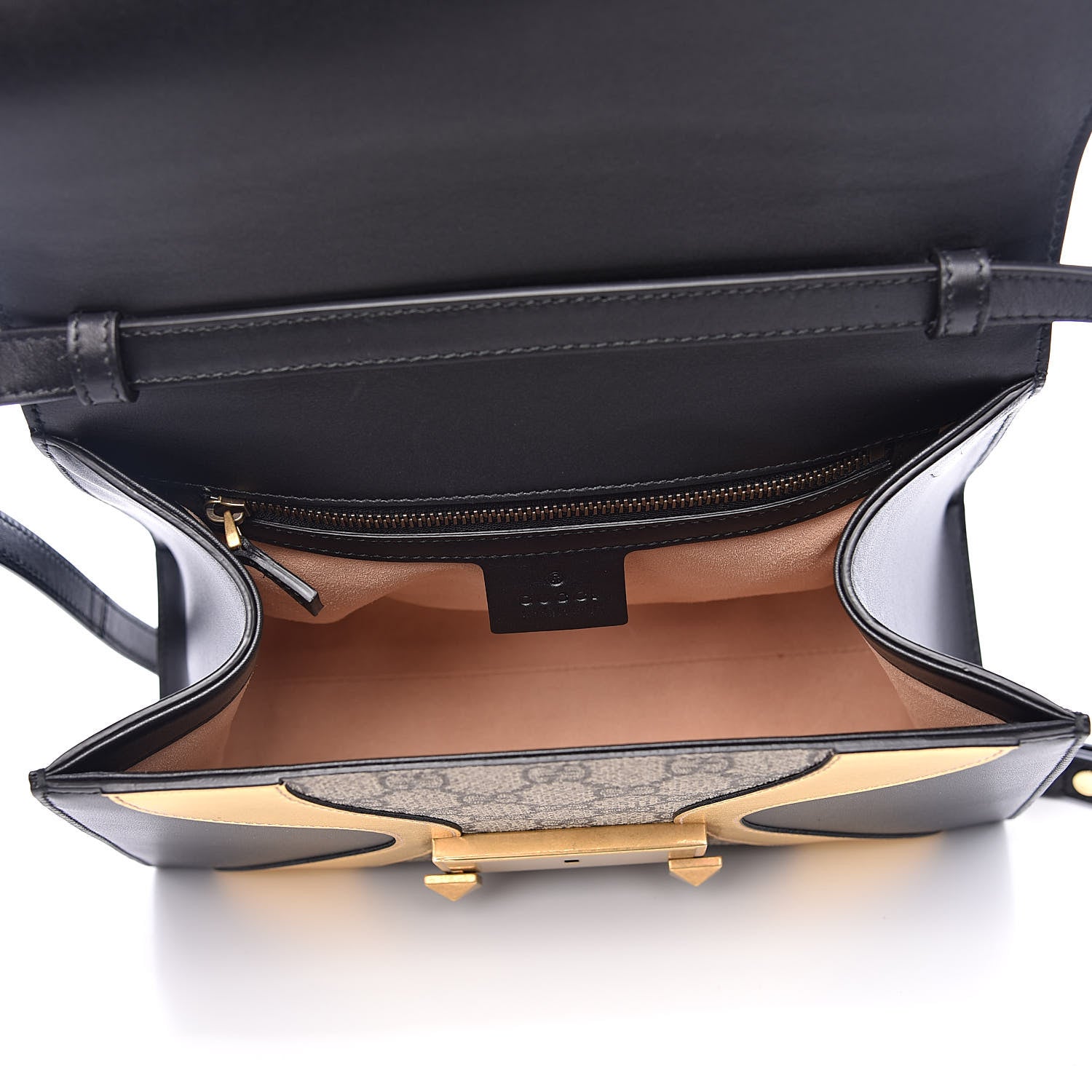Gucci GG Supreme Monogram Small Osiride Top Handle Bag Black Gold 5 of 12