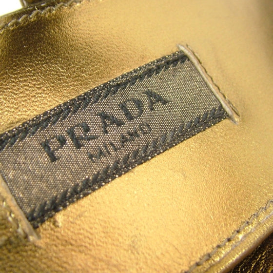 Leather Platform Wedge Sandals 37.5 Gold