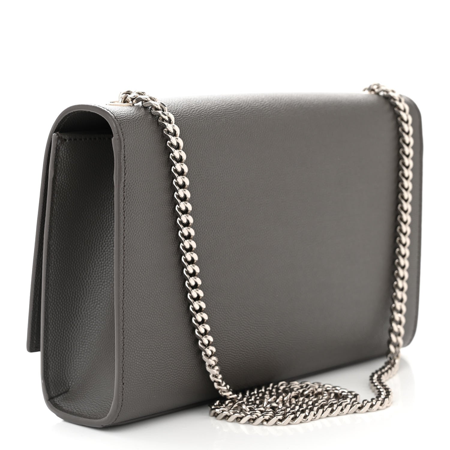Saint Laurent Grain De Poudre Medium Classic Monogram Kate Satchel Earth Grey 3 of 10