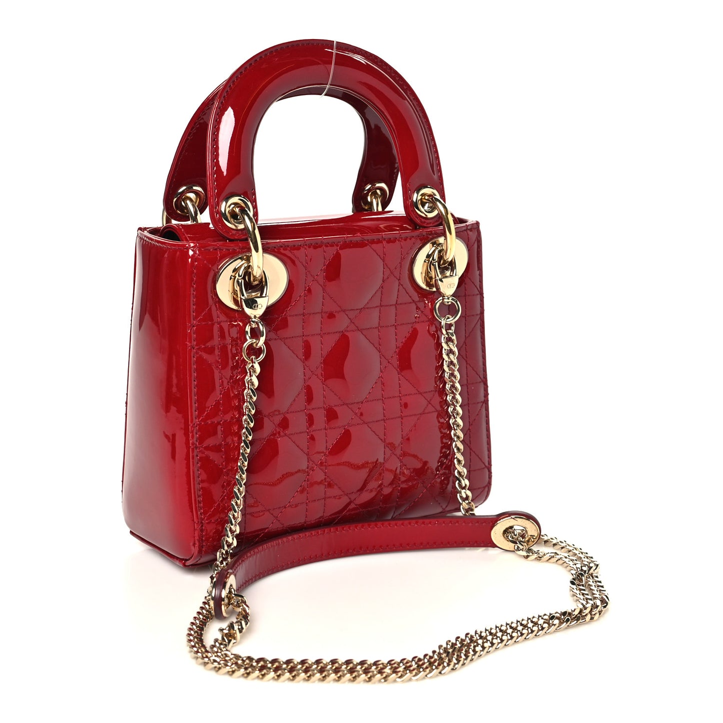 Patent Cannage Mini Lady Dior Red